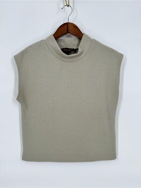 TRUTH BY REPUBLIC Women Turtleneck Short Sleeves Boxy Sweater Top Sage Green